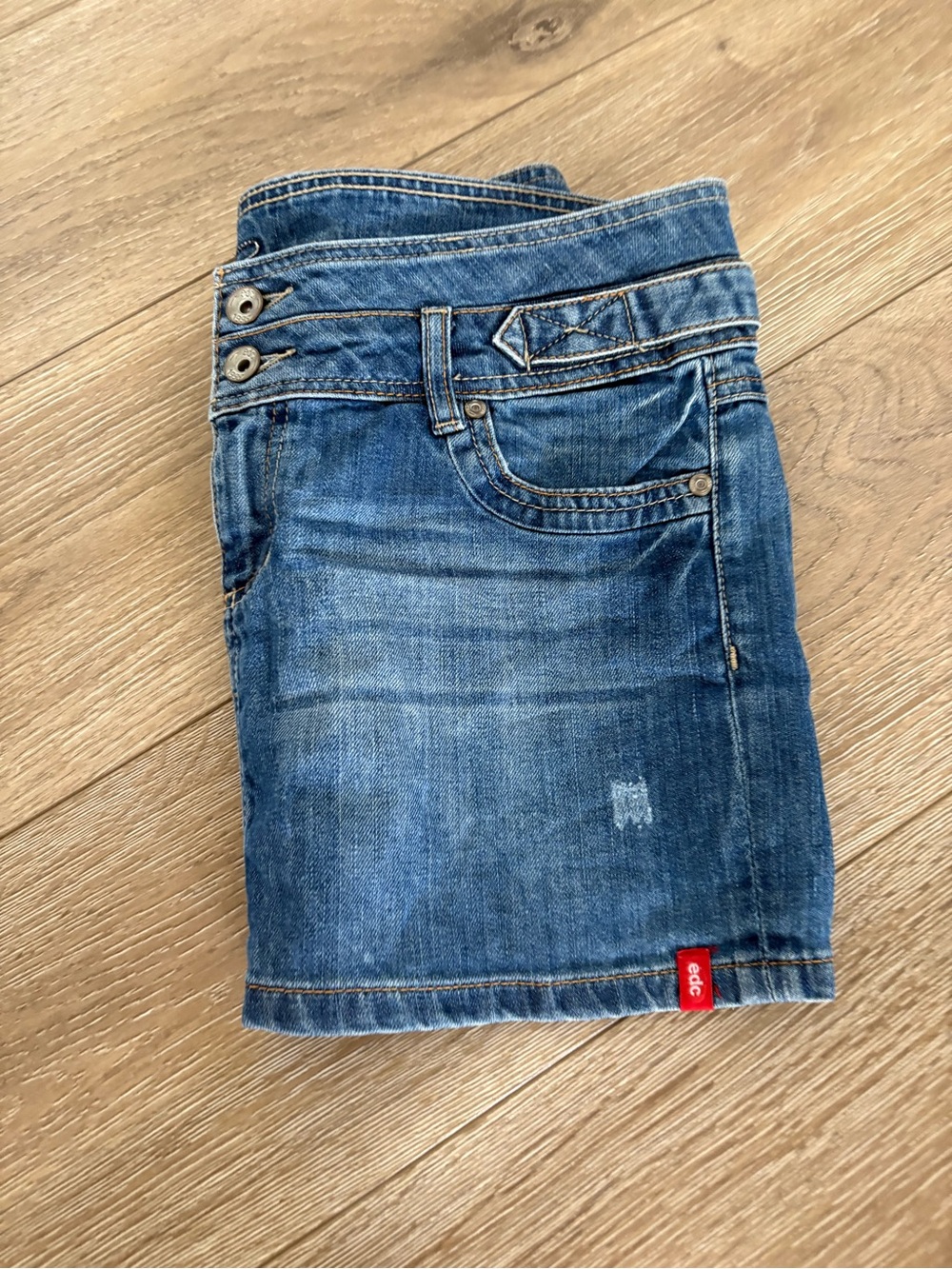 Esprit Blue Denim Mini Skirt with Double Button Waist - Picture 10 of 10